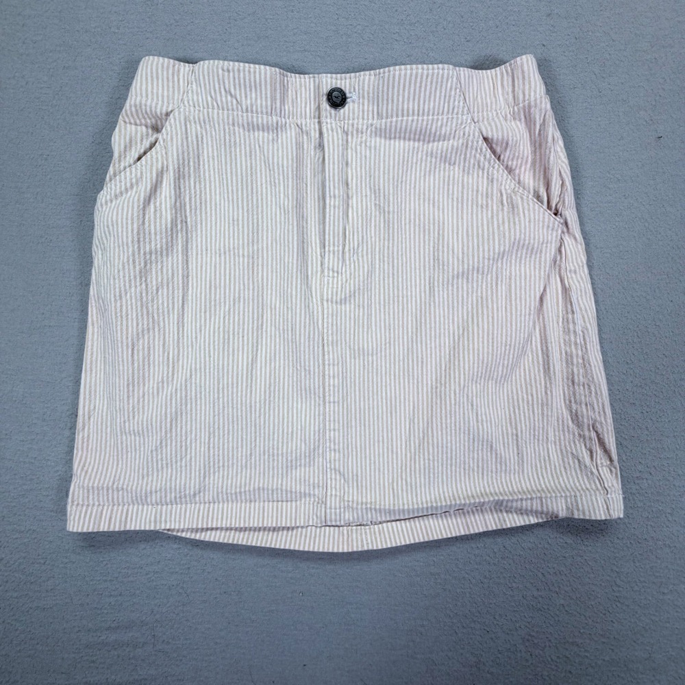 Hollister Mini Skirt Womens Small Good Tan Striped Ultra High-Rise Seersucker
